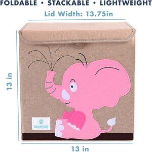Baby Girl Room Decor Pink Elephant Storage Box | Folding Storage Toys Clothes